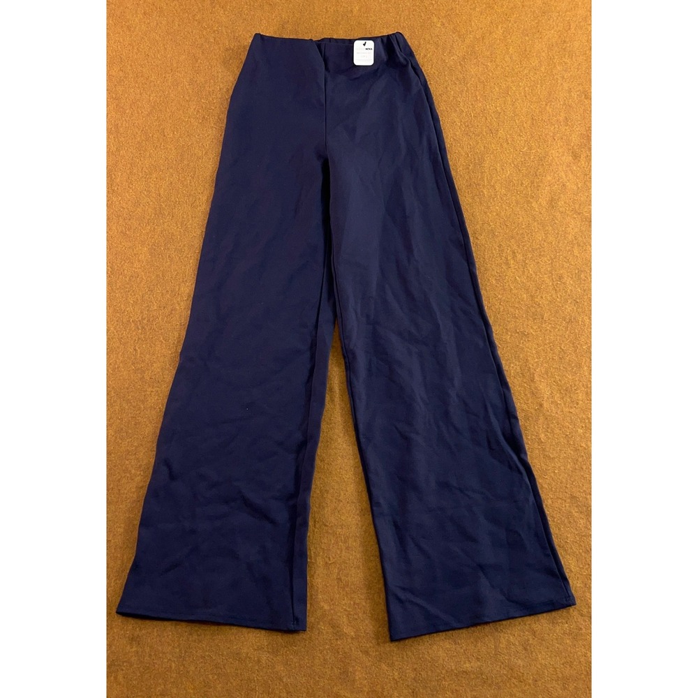Fashion Nova Womens Small Navy Blue High Waisted Wide Leg Knit Pants NWT